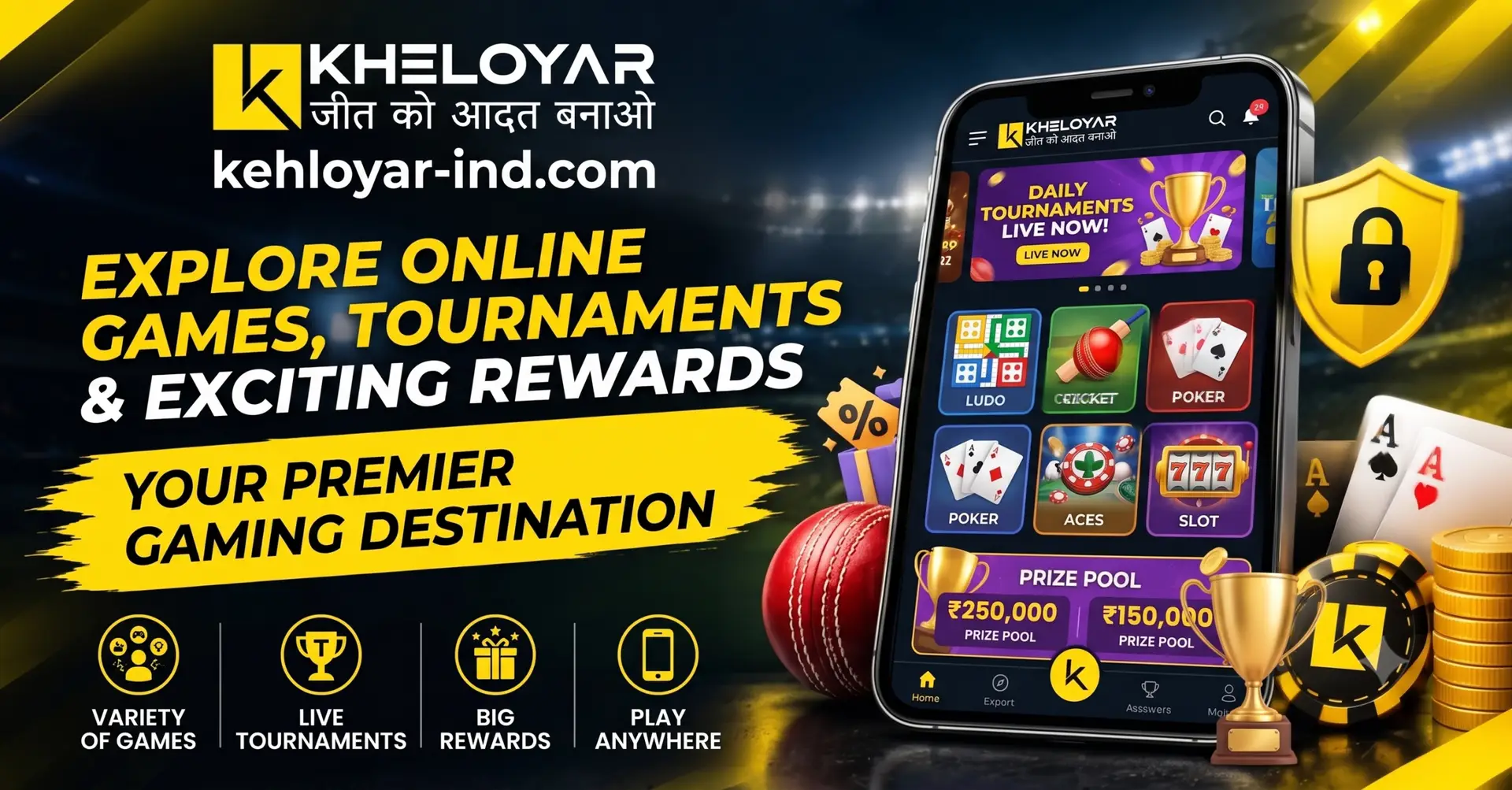 Kheloyaar gaming online platform showing Kheloyaar games online, Kheloyaar tournaments and big rewards on kehloyar-ind.com