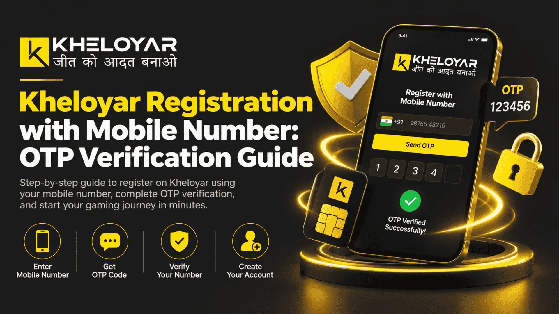 Kheloyar registration with mobile number OTP verification guide - register with mobile number and verify OTP on Kheloyar app